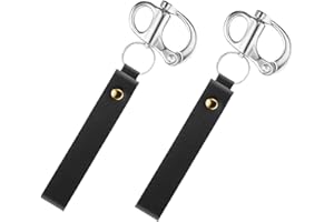 KCMOSGI 2Pcs Scba mask quick release clip,firefighter accessories,Stainless steel shackle lanyard for rigging with leather handle，quick release