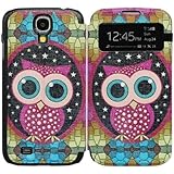 Bfun Packing Colorful Cute Owl S View Flip Leather Case Cover For Samsung Galaxy S4 i9500