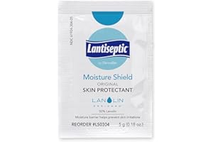 DermaRite's Lantiseptic Moisture Shield Original Skin Protectant - 50% Lanolin, Paraben Free, Unscented Barrier Cream Ointment - 5g Packet, 144 Count