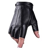 Fingerless Driving Gloves PU Faux Leather Outdoor Sport Half Finger Glove for Men Women Teens