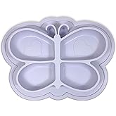 Kushies Kids SILIPLATE - Unbreakable, Fun Silicone Divided Suction Plate for Baby and Toddler, Dishwasher + Microwave + Oven Safe, Purple Butterfly