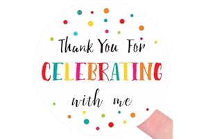 Cwzidyq 120 Pcs Thank You Stickers, 2 Inch Thank You for Celebrating with Me Stickers, Party Favors Stickers for Wedding, Birthday, Anniversaries, Envelope Seals (Dots)