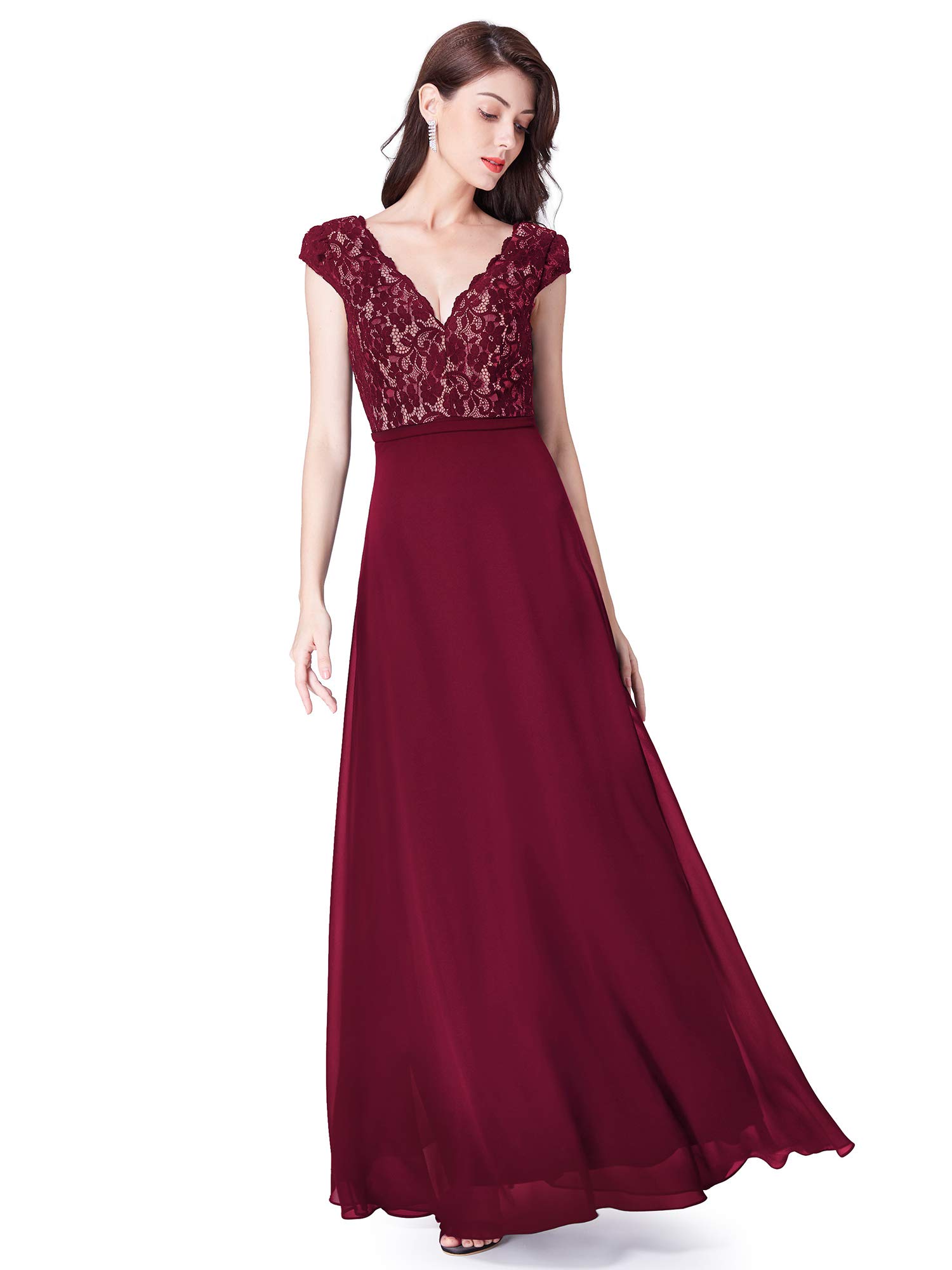 EverPretty Sleeveless VNeck Long Black LaceEmbellished Party Dress 07344