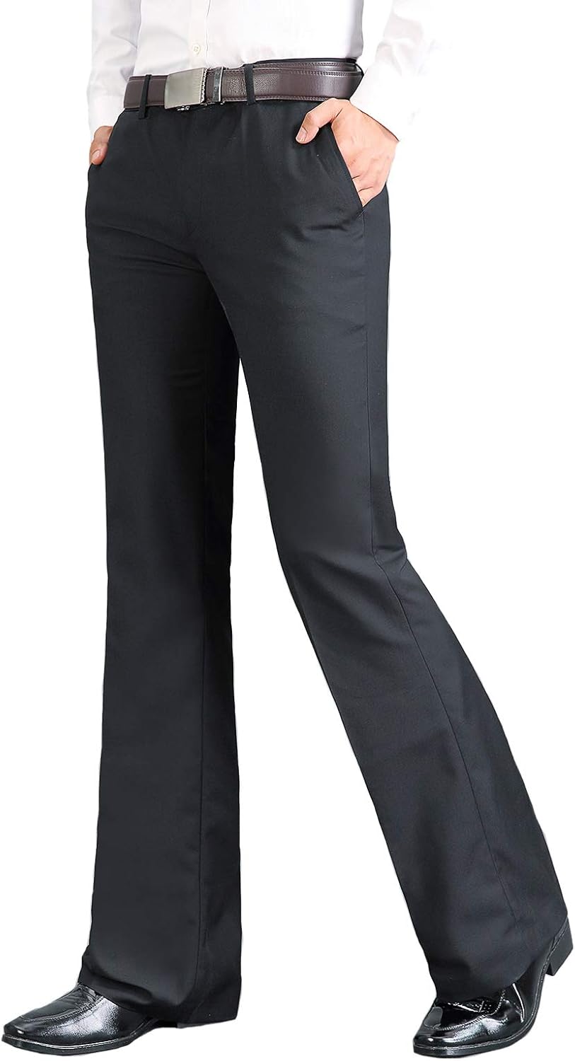 HAORUN Men Bell Bottom Pants Vintage 60s 70s Flare Formal Dress