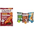 Quest Nutrition Cheese Crackers, Spicy Cheddar Blast, 10g of Protein & Protein Chips Variety Pack, (BBQ, Cheddar & Sour Cream, Sour Cream & Onion), High Protein, Low Carb, 1.1 Ounce (Pack of 12)