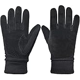 Harssidanzar Womens Winter Suede Gloves Thermal Wool Fleece Lined Outdoor Warmth SL024US