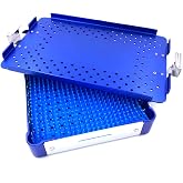 Blue Color Ophthalmic ENT Instruments Disinfection tary Sterilization Tray case with Silicone mat Sterilization Box ultrasonic Basket Tray case ultrasonic Cleaning Washing Sterilization Cases