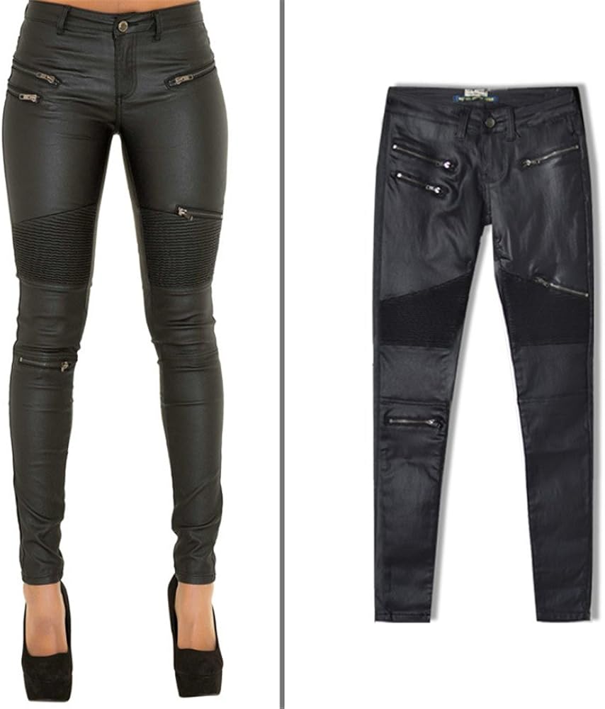 biker leather look leggings