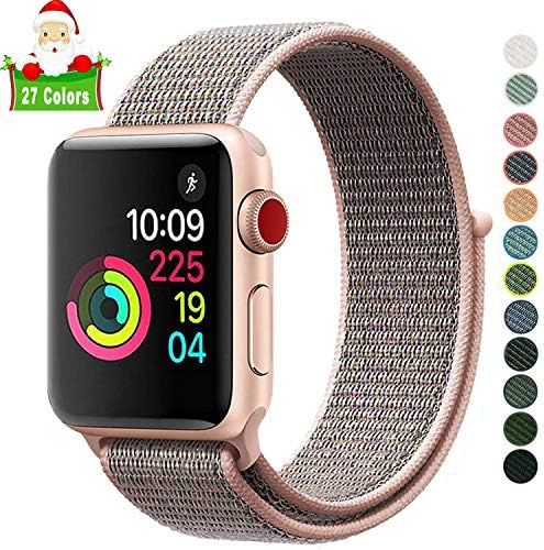 Lrapple Compatible with Apple Watch Band 38mm 40mm 42mm 44mm,Soft Nylon Sport Loop,with Hook and Loop Fastener,Replacement Band Compatible for iWatch Series 4/3/2/1