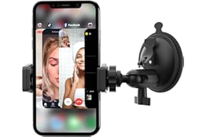 HzTinT Shower Mirror Phone Holder, Suction Cup Mount for Bathroom Glass Kitchen Tile, TikTok YouTube Instagram Make Up Vlog V