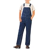 HISEA Boys' Denim Overalls Size 4-16, Kids' Blue Jean Bib Overall with Adjustable Straps, Youth Classic Washed Overalls
