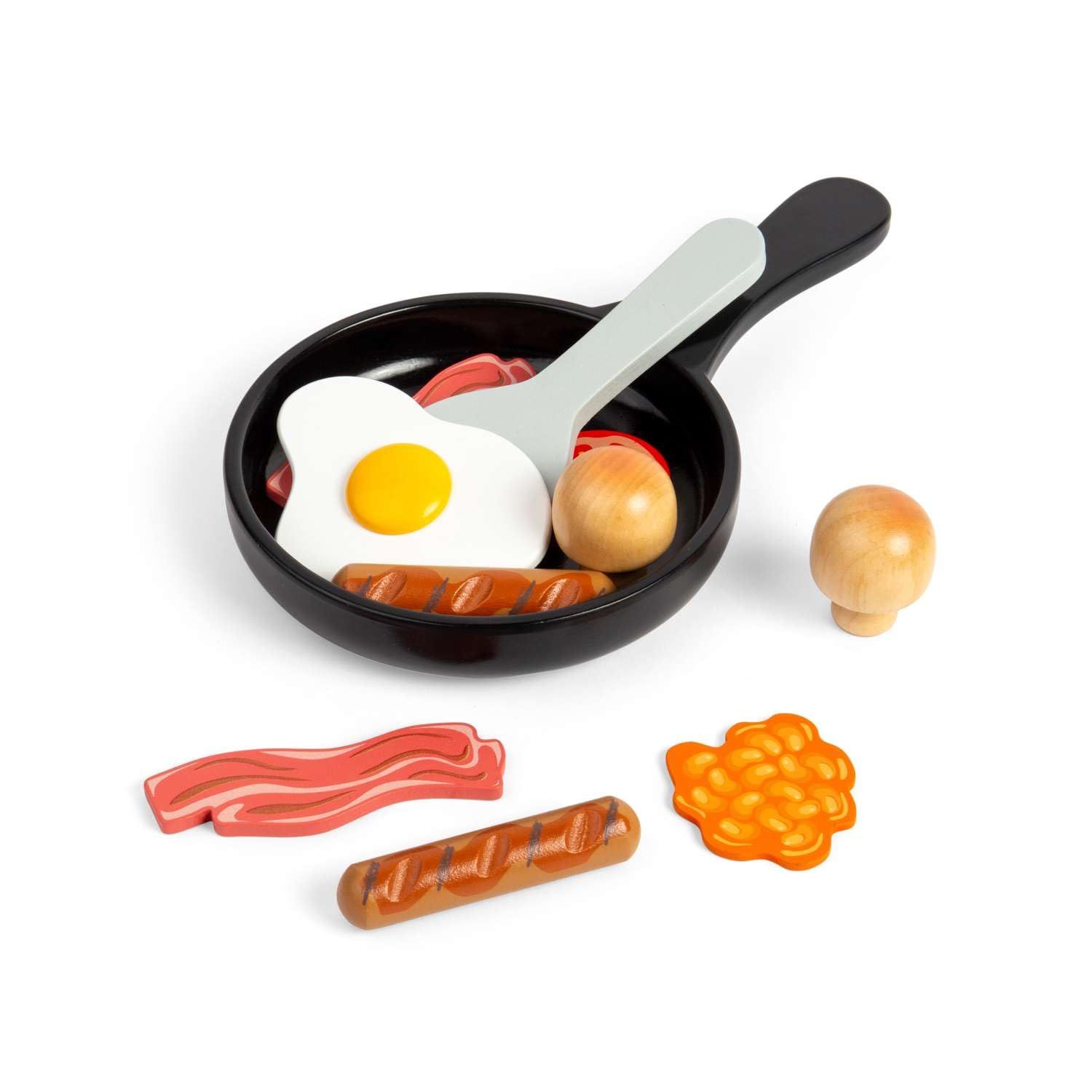 Bigjigs Toys Breakfast Fry Up Set - Wooden Food Playset For Children, Kids Cooking & Kitchen Sets, Toddler Pretend Play Accessories, Children’s Gifts, Age 12 Months +