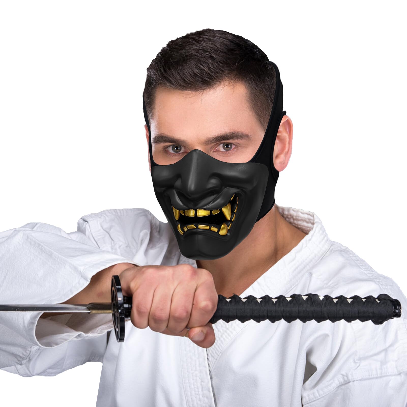 Tactical Half Face Mask,Airsoft Protective Mask for Halloween CS BB Gun Paintball Hunting Shooting Costume Party (Black)