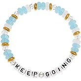 Agriajun Crystal Letter Beaded Stretch Bracelets for Women, Trendy Boho Gold Natural Stone Beads Bracelet Jewelry Gift.