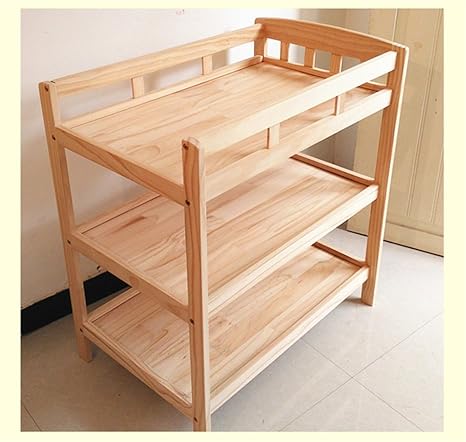 ALUK- Baby Wickeltisch Massivholz Kiefer mit Rädern Baby Massagetisch/Abnehmbare Tabelle/Diaper Tabelle Dusche Stand/Baby Car