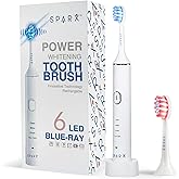 SPARX Electric Toothbrush for Teeth Whitening, Gum Care, & Polishing, Light Therapy Technology for Whiter Teeth & Healthy Gums, Rechargeable [White]