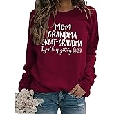 ZUNQKG Womens Great Grandma Sweatshirt Fleece Lined Crewneck Long Sleeve Gigi Gift Inspirational Saying Tops