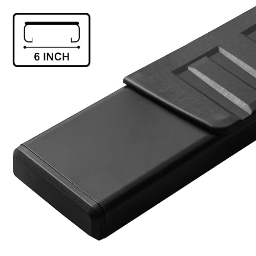 6” Black Rectangular Running Boards For 2007-2018 Chevy Silverado 1500/2500/3500 Regular Cab – Bar Steps