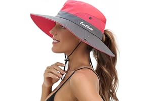 JJYEE Sun Hats for Women Beach Hat Ponytail Hat Womens Sun Hat with UV Protection Wide Brim