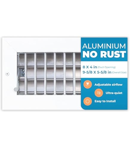 HVAC Premium 10" X 8" 1-Way AIR Supply Grille - Vent Cover & Diffuser - Flat Stamped Face - White [Outer Dimensions: 11.75"w X 9.75"h