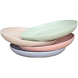 LuckyZone 7.8 Inches Unbreakable Wheat Straw Plates - Reusable Plate Set - Dishwasher & Microwave Safe - Perfect for Dinner D