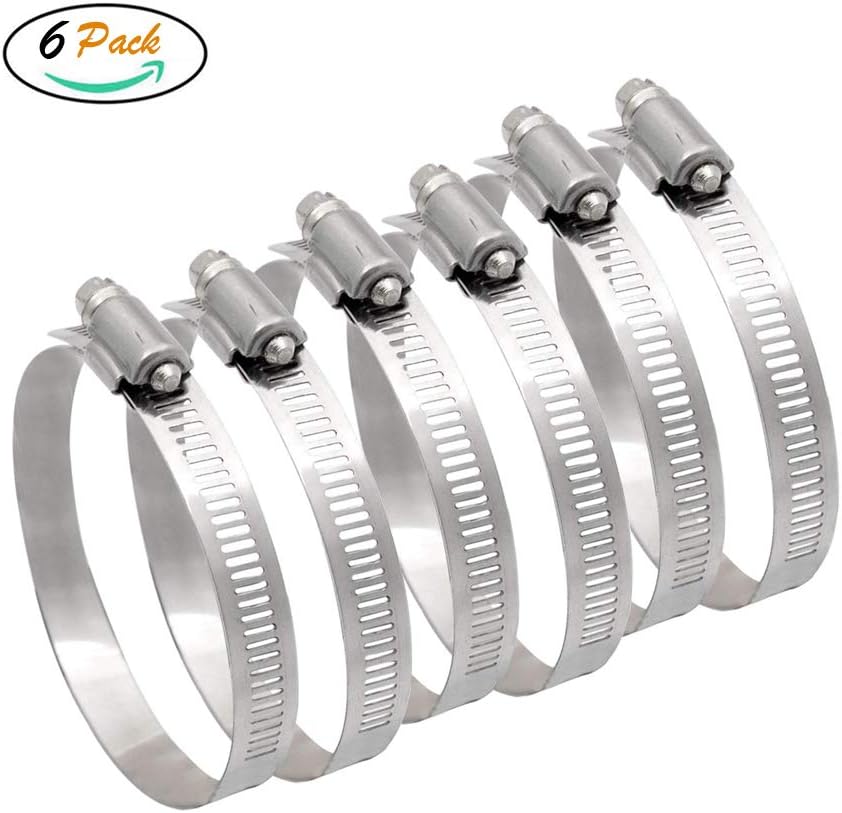 FUJIE 6 Pcs Metal Hose Clip 91-114mm Diameter Adjustable Stainless Steel Ducting Clamps for Flexible Hose