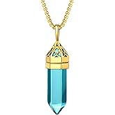 Bestyle Healing Crystal Pendant Celtic Knot Neckclace-Hexagonal Synthetic Birthstone for 12 Months, Celtic Love Statement Gemstone Jewelry