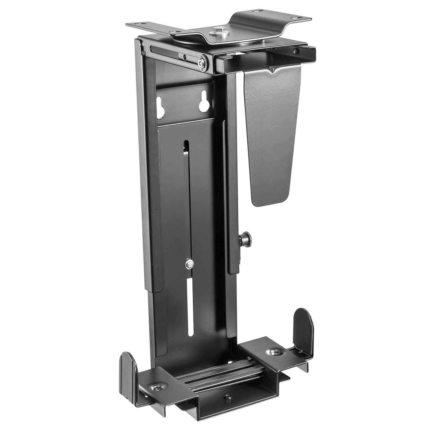 Allcam PH17LCK Anti-theft Underdesk CPU Holder/PC mount in Black: 360° Swivel, Adjustable Width, Height & Depth