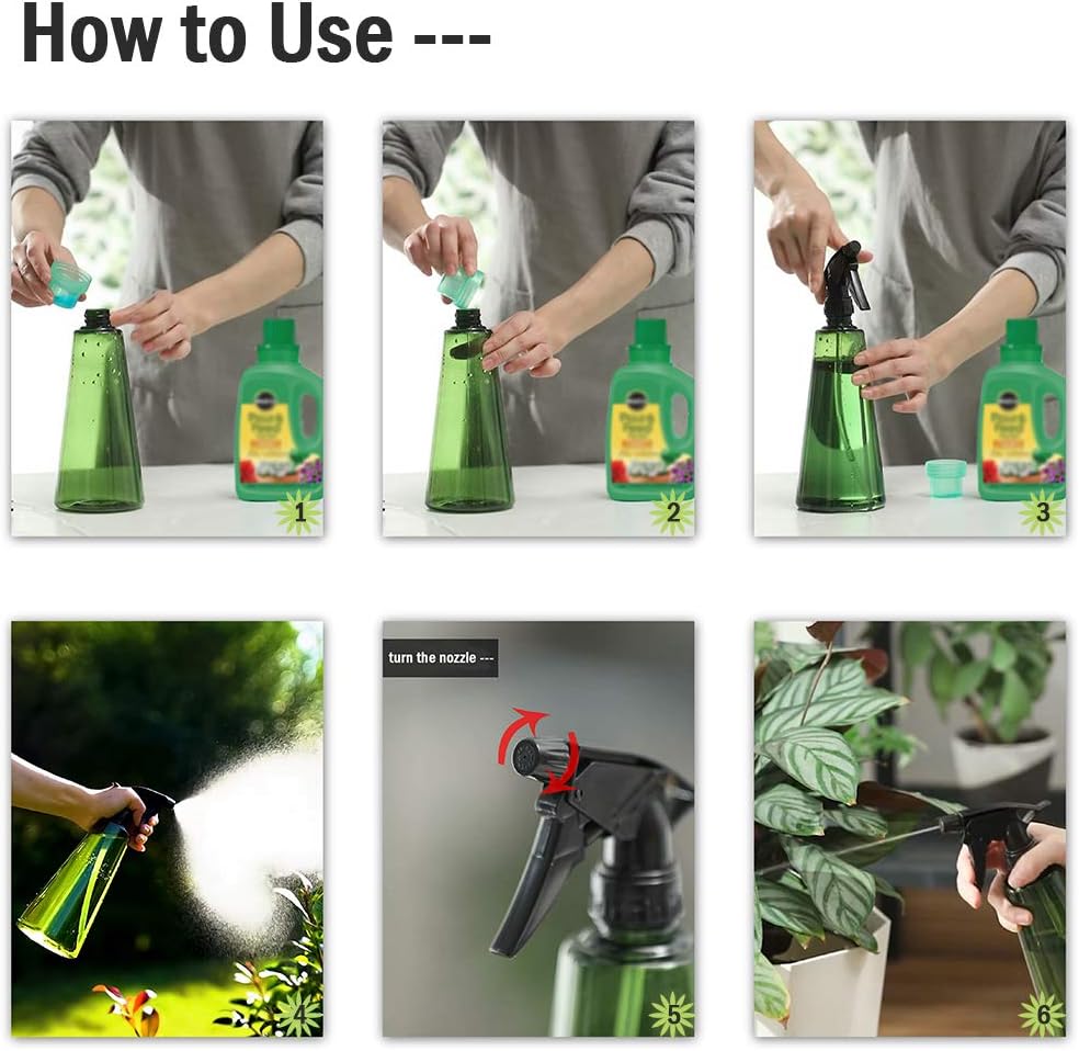 RAXMIN 32 Oz (1 L) Multi-Purpose Fine Mist Spray Bottle with Adjustable Nozzles : Garden & Outdoor