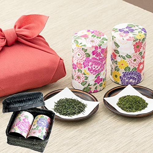 高級日本茶2種 備長炭火入れ 静岡茶 掛川茶 ギフト 竹かご入り プレゼント 風呂敷包み 川本屋茶舗