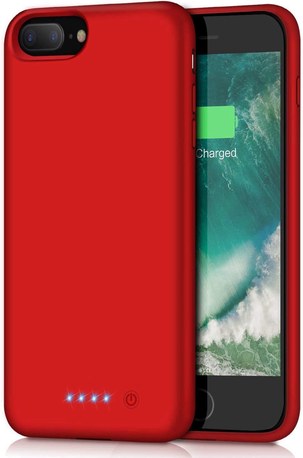 Battery Case for iPhone 8plus/7plus/6 Plus/6s Plus, Upgraded [8500mAh] Protective Portable Charging Case Rechargeable Extended Battery Pack for Apple iPhone 8plus/7plus/6 Plus/6s Plus(5.5') - Red