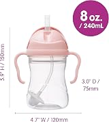 b.box Sippy Cup 240ml Drink from Any Angle Fliptop Weighted Straw BPA Free view 5