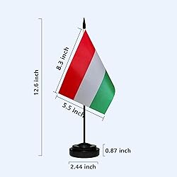 Hungary Hungarian Small Mini Desk Flag Set