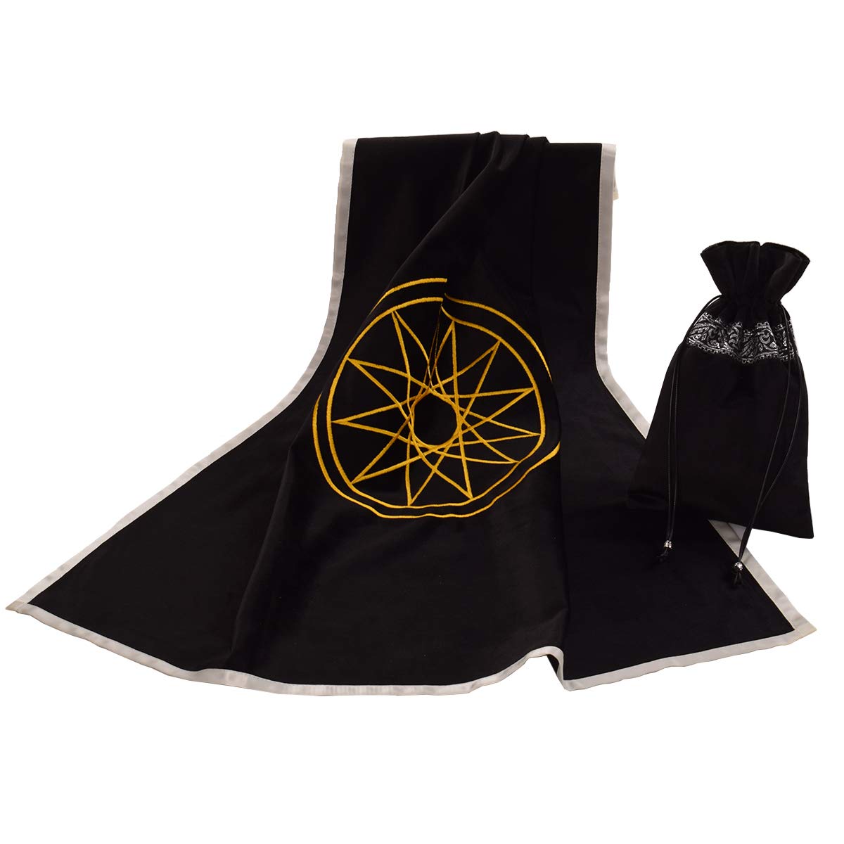 BLESSUME Tarot Tablecloth Altar Divination Cloth with Tarot Pouch (Black)