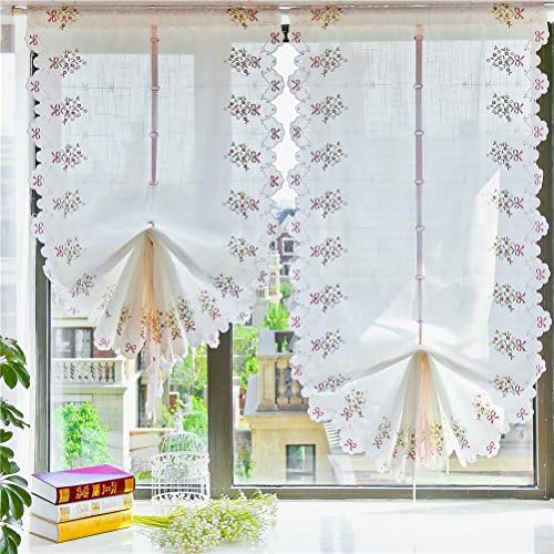 BKFF® Tulle Curtains Hand Embroidery Window Sheer Curtains for Bay Eindow Balcony Balloon Roman Curtain 1 PCS, width 65/85* high 250cm