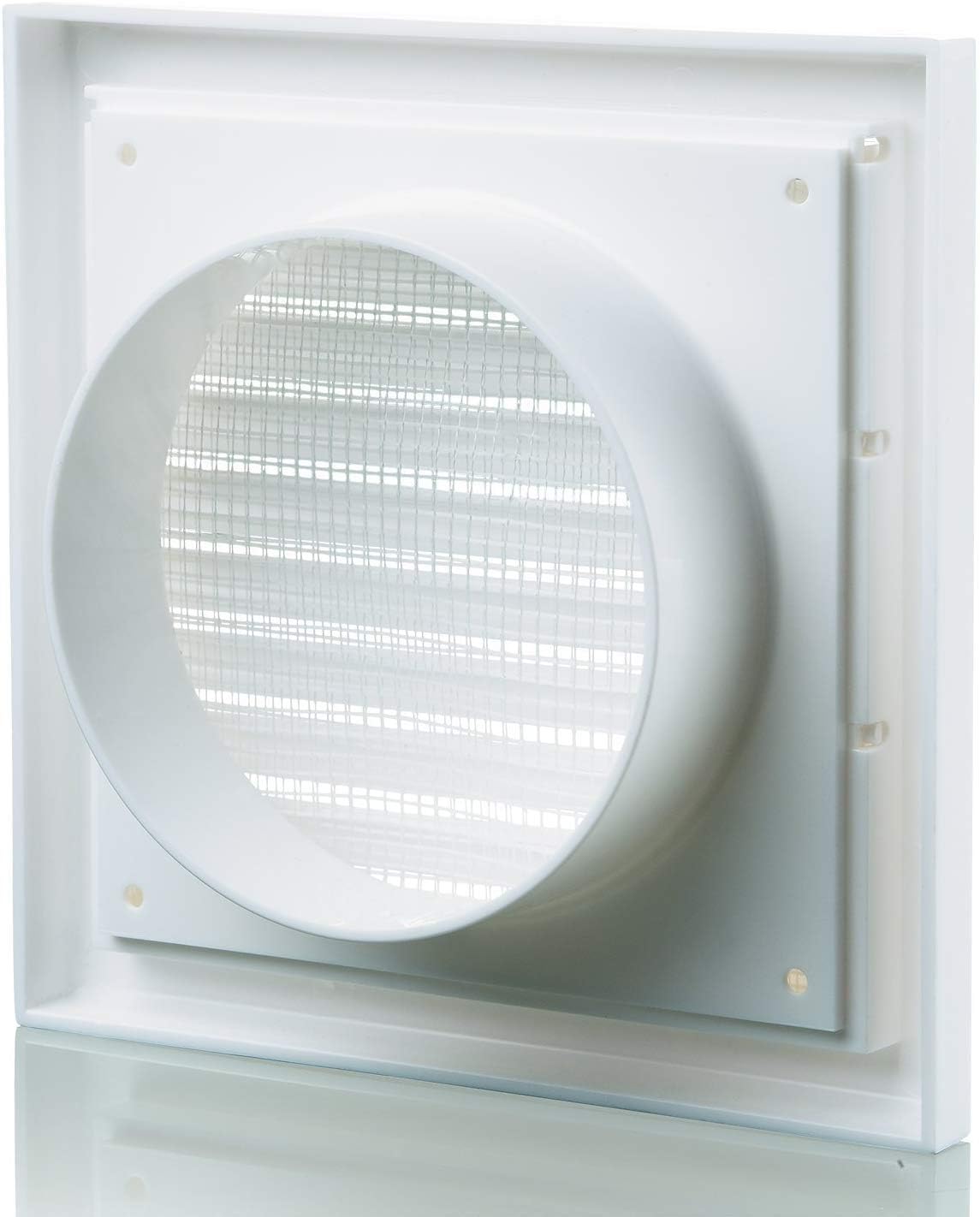 Louvred Wall Vent Grille 100mm - 4 Inch White with Flyscreen For Internal Or External Use - Image 3