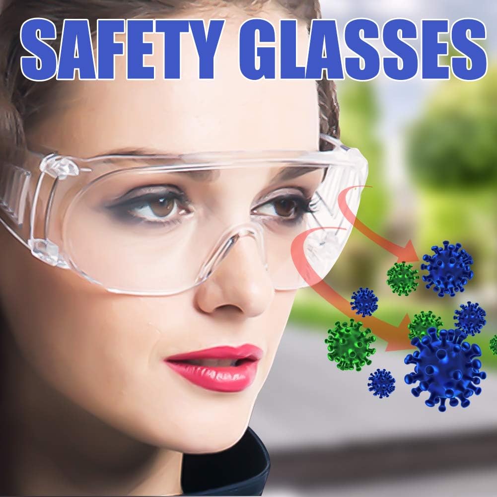 YlRNhe Safety Glasses Clear Eye Protection Virus Prevention Anti-Dust Shock Goggles Transparent Eyepiece Chemical Glass Protection-PC