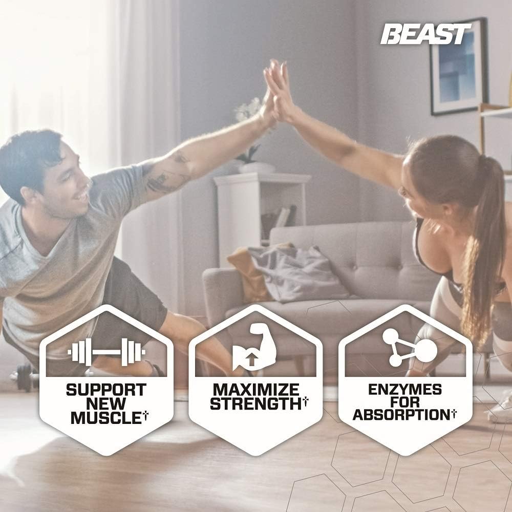 Beast Sports Nutrition Beast Protein 25 Grams of High-Quality Protein with 5 Protein Sources for Lean Muscle including Whey Concentrate and Isolate. Low Fat Low Carbs. 4lbs, 52 Servings, Chocolate: Health & Personal Care