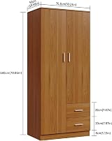 Panana Modern 2 Door 2 Drawer Wardrobe Oak Effect 77x50x180cm view 3