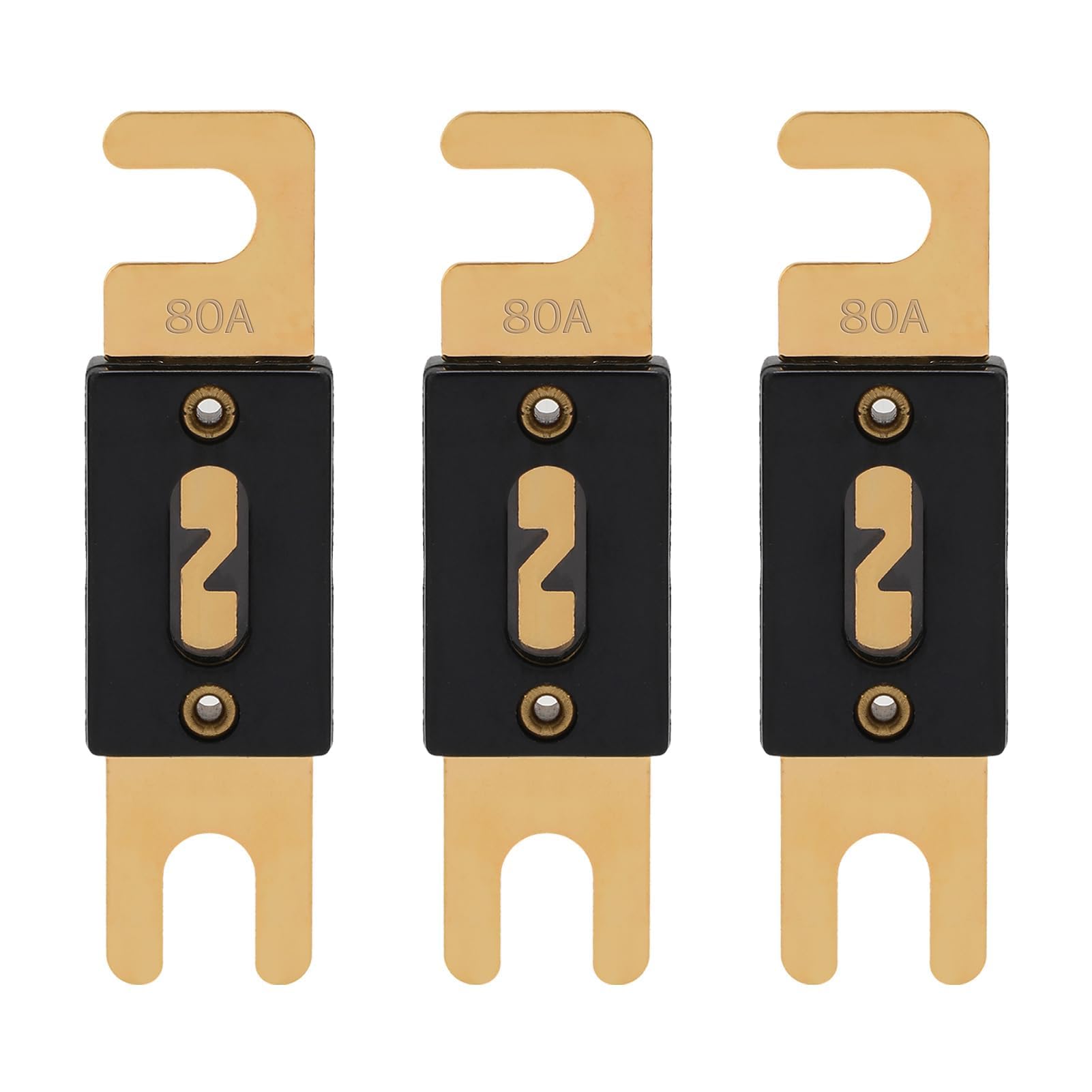VEXUNGA ANL Fuse 80A Blade Fuses 80 Amp 32VDC 80Amp Gold for Car Audio Video System (Pack of 3Pcs)
