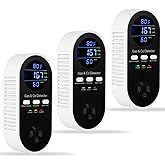 3 Packs 5-in-1 Carbon Monoxide Detector,AC-Plug-in Explosive Gas,Natural,Propane & CO Alarm with °F & Humidity,3-Level Sound & Brightness(Digital Display),Battery Backup for Home,RV,Hotel,Apartment