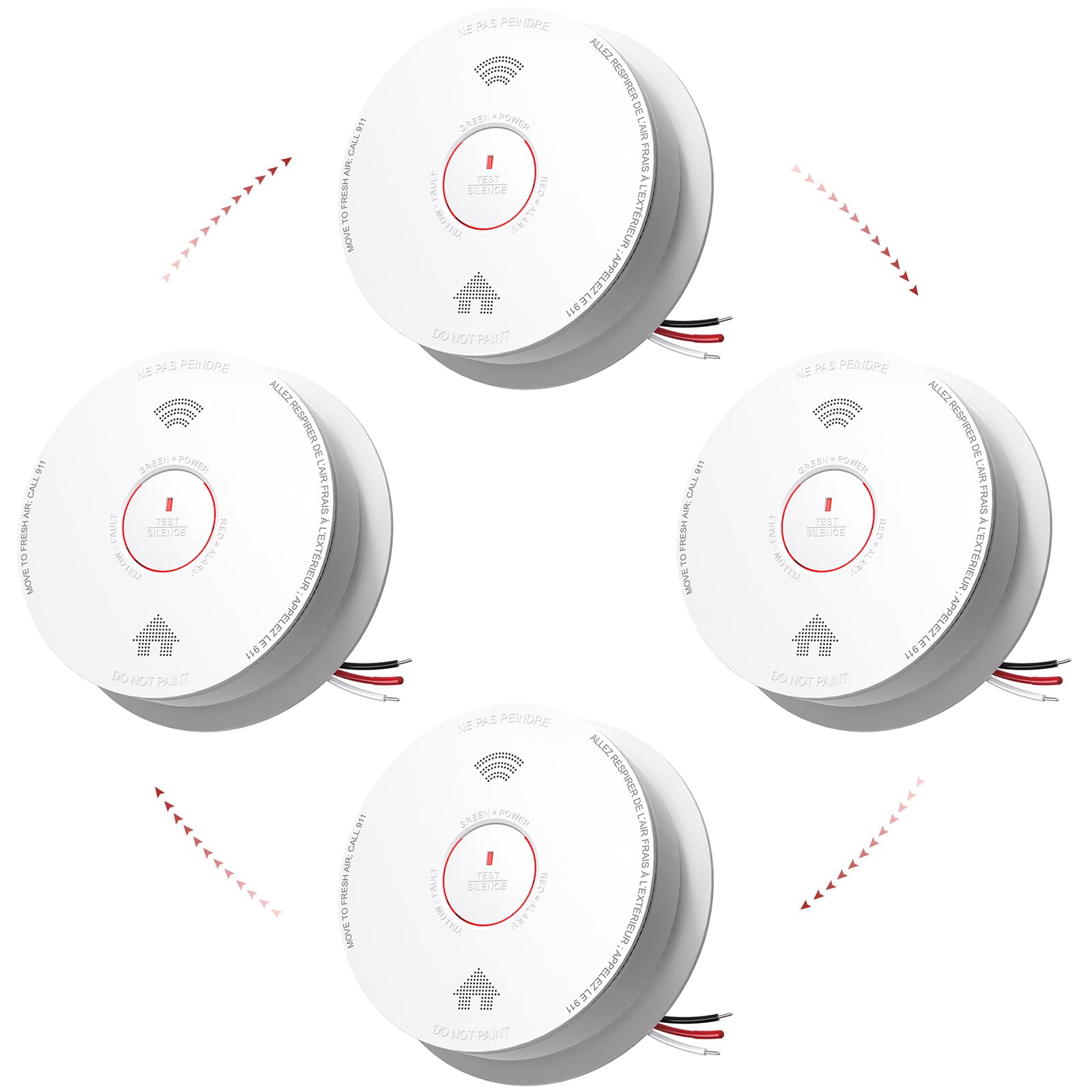 Photo 1 of Siterlink Hardwired Smoke Detector Carbon Monoxide Detector Combo 10 Year Battery up, UL 217-9th Conforming, Interconnected Smoke & CO Alarm with Bilingual Voice Alerts, 4 Pack