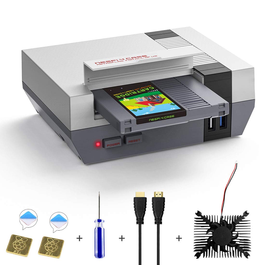 AKNES RETROFLAG NESPi 4 Case, Raspberry Pi 4 Case with SSD CASE, Cooling Fan, Heatsinks for Raspberry Pi 4 Model B