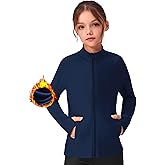 Zaclotre Girls Fleece Jacket with 4 Pockets Long Sleeve Zip Up Warm Athletic Winter Coat Kids Sweatshirt for 5-14 Y
