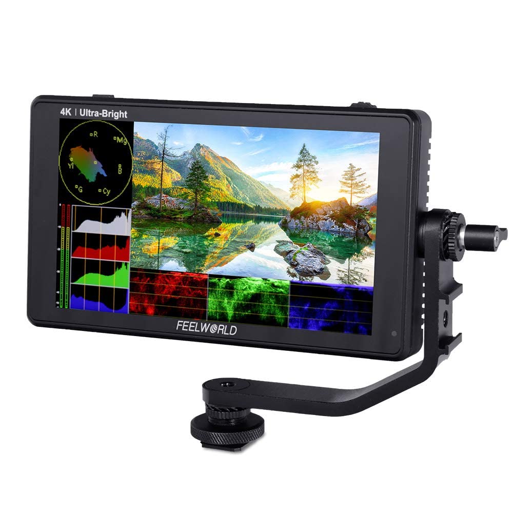 Feelworld LUT6 6 Inch 2600nits HDR/3D LUT Touch Screen DSLR Camera Field Monitor Waveform VectorScope Histogram 4K HDMI Input Output 1920X1080 IPS Panel