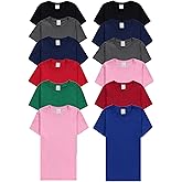 BILLIONHATS 12 Pack of Womens T-Shirts in Bulk, Cotton Crew Neck Scoop Short Sleeve Tees Assorted Colors Bulk