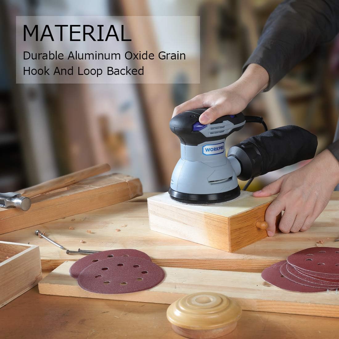 Maveek 60 Pcs 125mm Sanding Discs, 5 Inch Round Hook and Loop Sanding Discs - Image 4