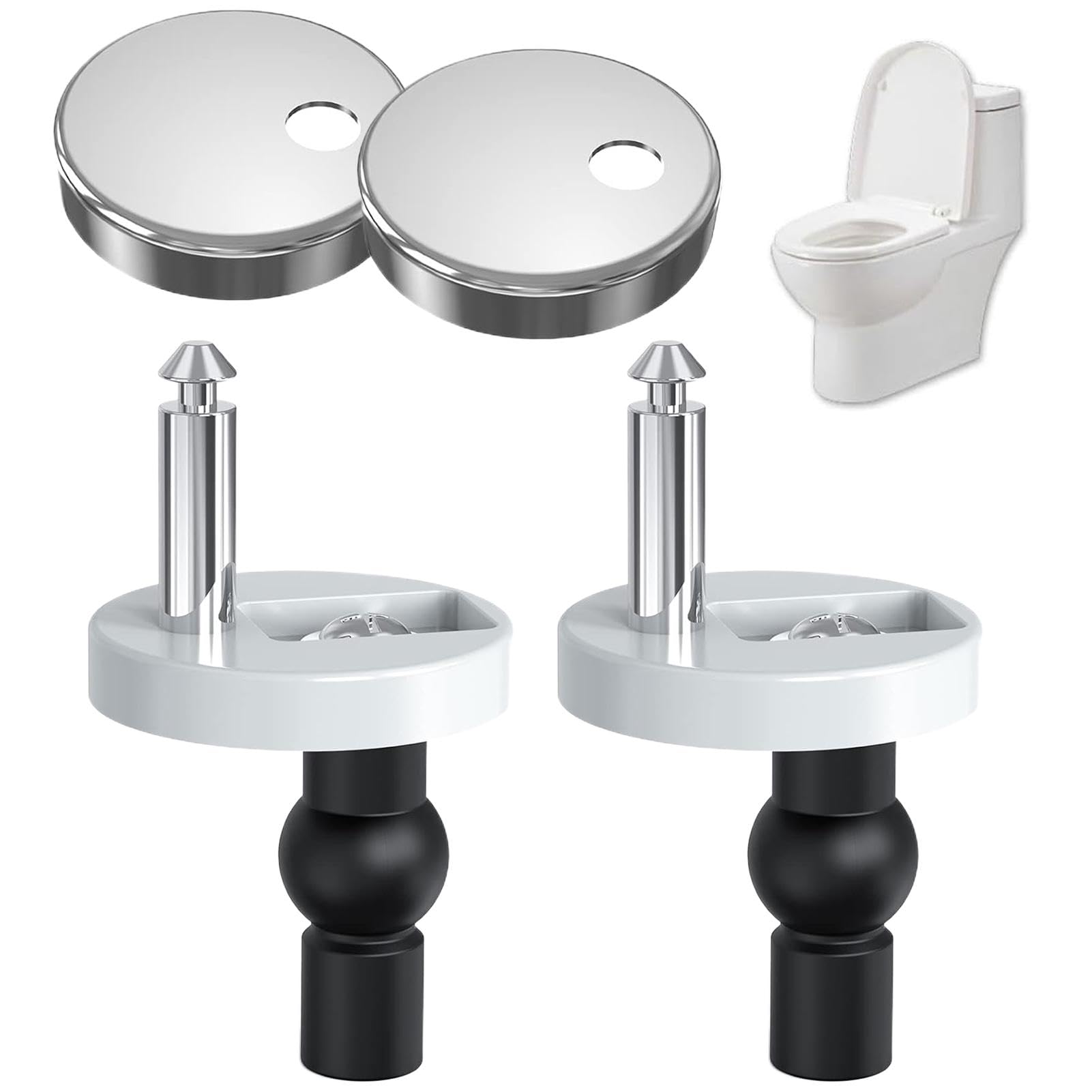 2 Pack Soft Close Toilet Seat Hinges & Fixings - Quick Release Top Fittings, Replacement Bolts for WC Blind Holes
