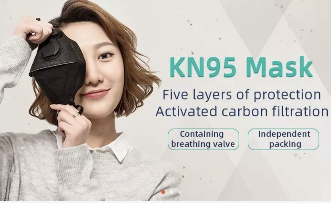 KN95 Respirator Mask 5Layer Washable Reusable with Exhalation Valve Face Mask Dust Mask (Grey)