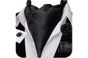 Ailisus Cravat Tie and Lapel Pin Set Mens Solid Color Paisley Ascot Silk Handkerchief Cufflinks Wedding